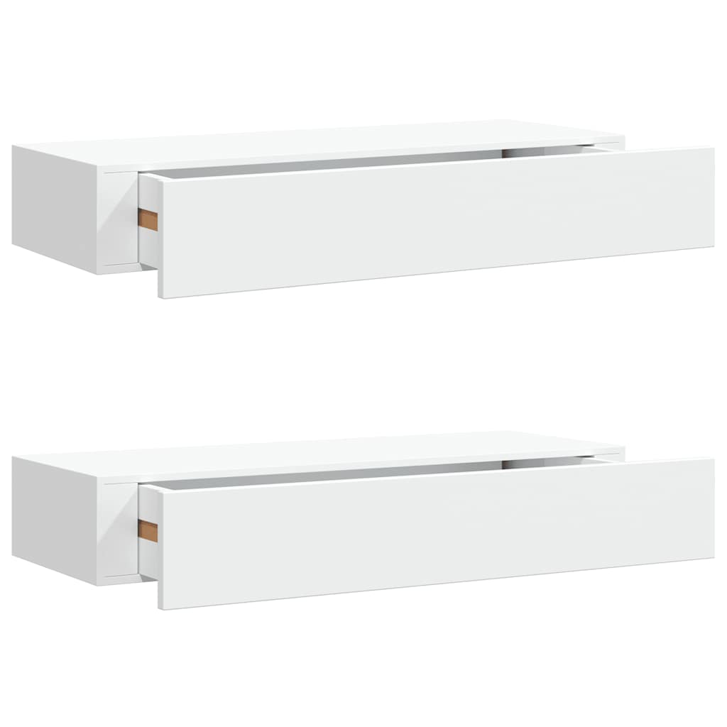 Wall-mounted Drawer Shelves 2 pcs White 60x23.5x10cm MDF