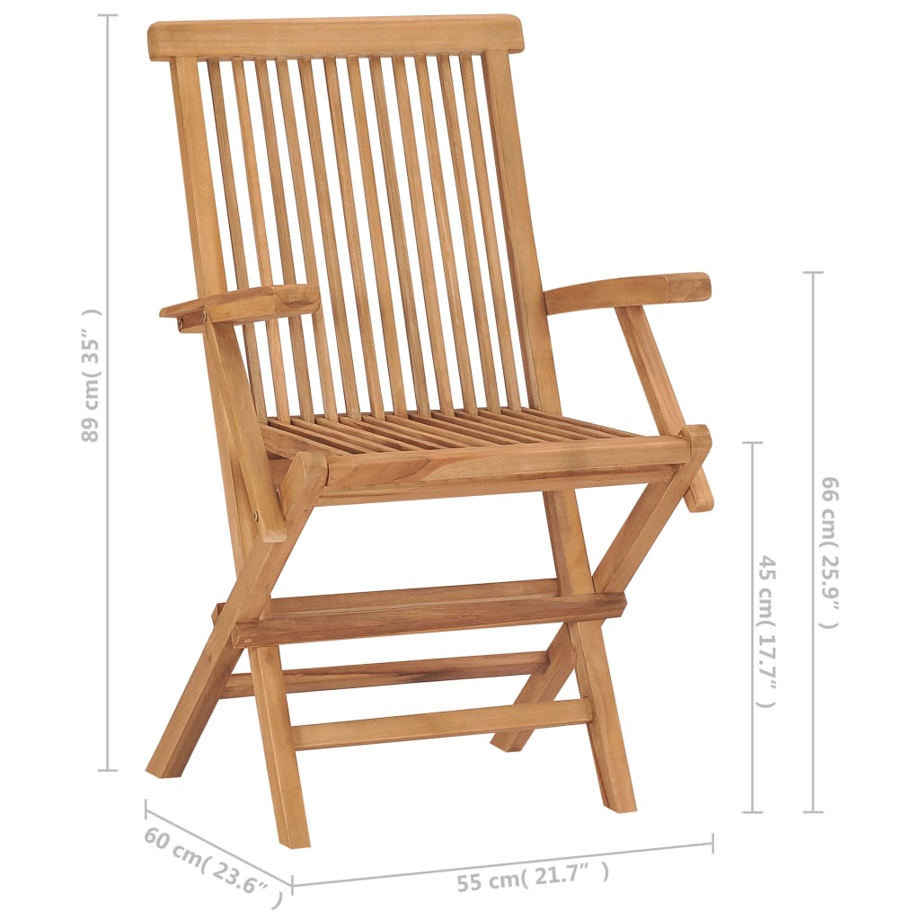 Folding Chairs 8 pcs Solid Teak Wood