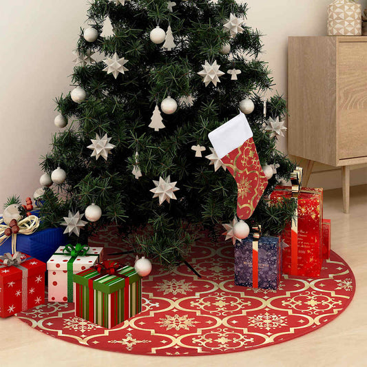330277 vidaXL Luxury Christmas Tree Skirt with Sock Red 150 cm Fabric