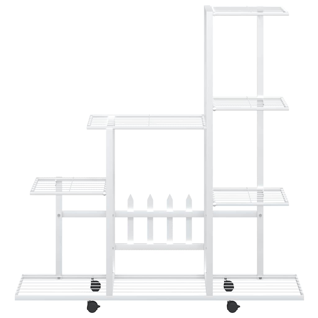 Flower Stand with Wheel 94.5x25x92.5 cm White Metal