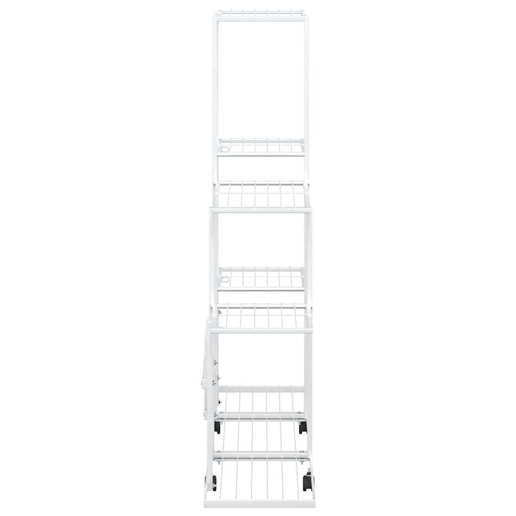 Flower Stand with Wheel 94.5x25x92.5 cm White Metal