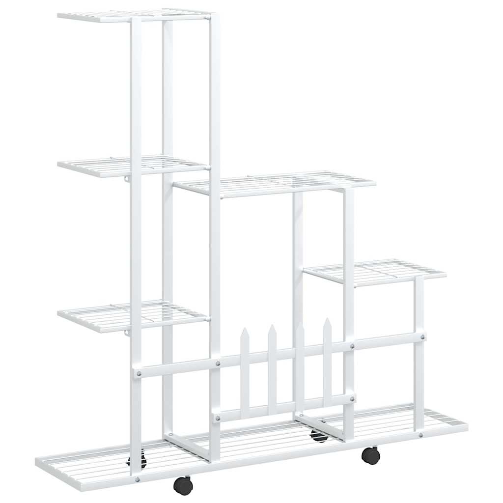 Flower Stand with Wheel 94.5x25x92.5 cm White Metal