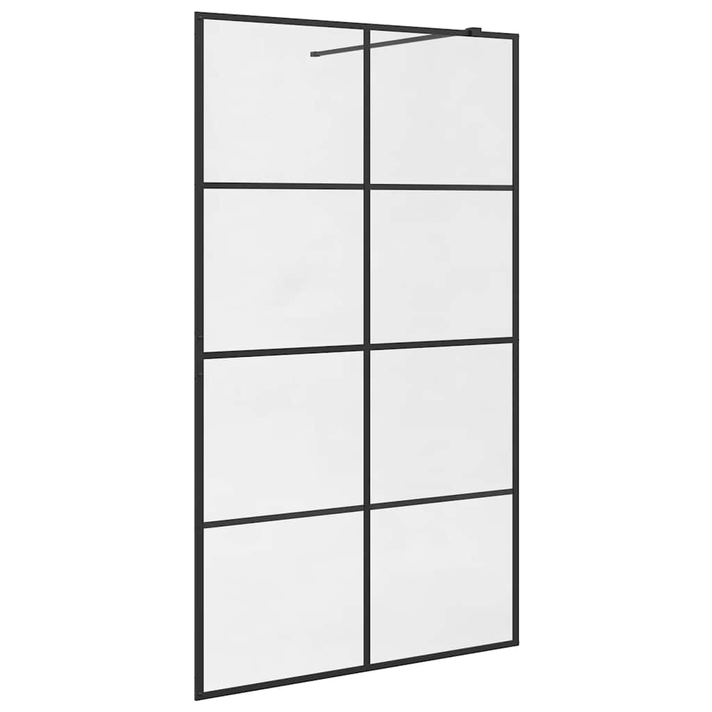 Walk-in Shower Wall with Clear ESG Glass 115x195 cm Black