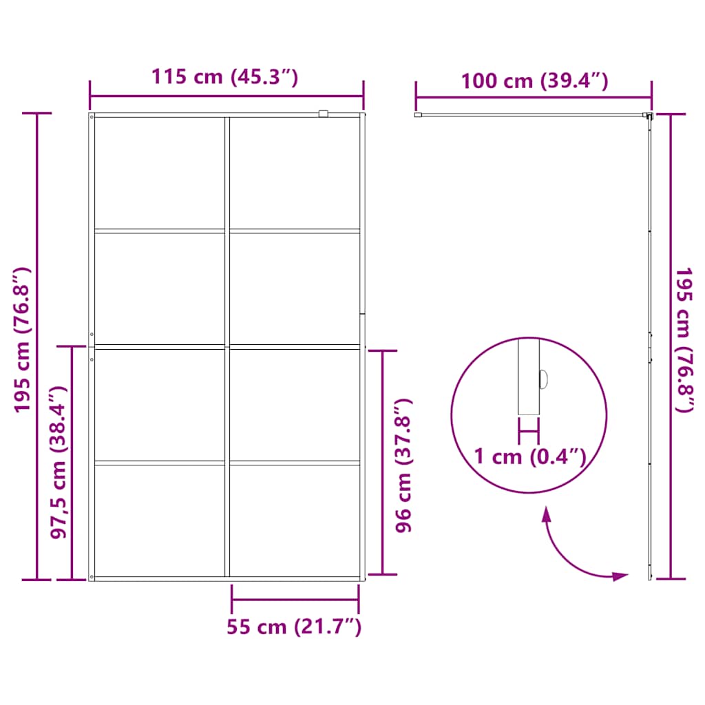 Walk-in Shower Wall with Clear ESG Glass 115x195 cm Black