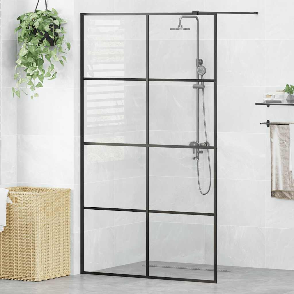 Walk-in Shower Wall with Clear ESG Glass 115x195 cm Black