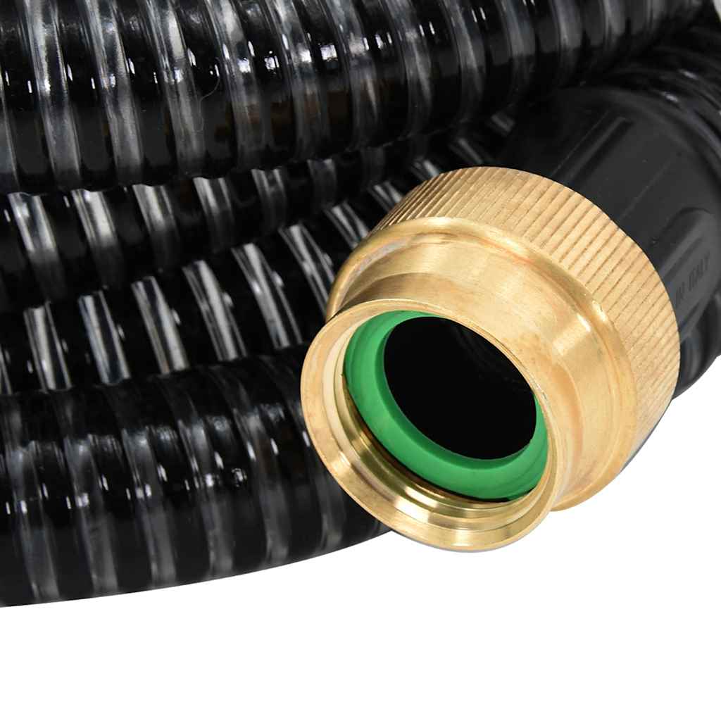 Suction Hose with Brass Connectors Black 1.1" 4 m PVC