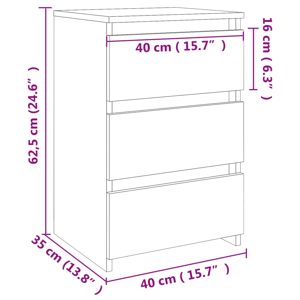 806217 vidaXL Bed Cabinet Sonoma Oak 40x35x62,5 cm Engineered Wood