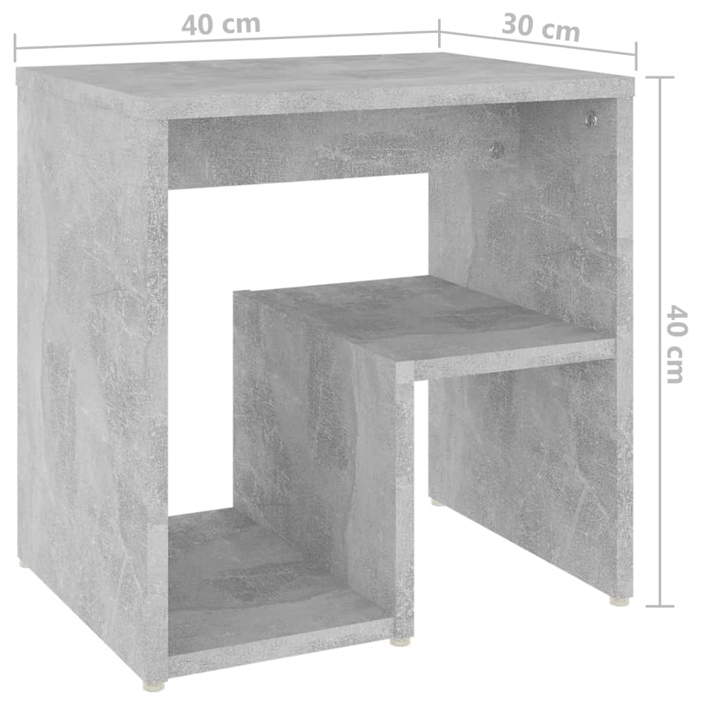 806337 vidaXL Bed Cabinets 2 pcs Concrete Grey 40x30x40 cm Engineered Wood