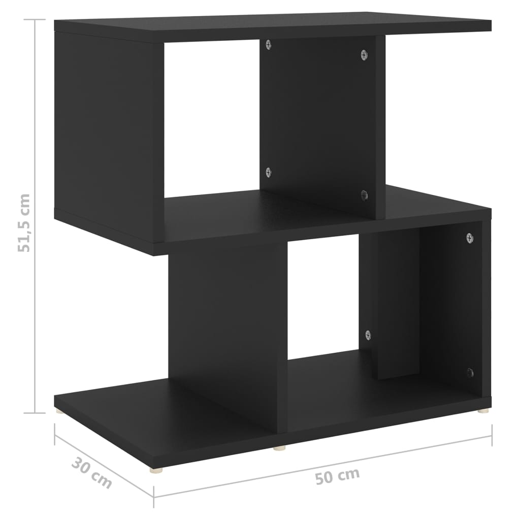 806366 vidaXL Bedside Cabinet Black 50x30x51,5 cm Engineered Wood