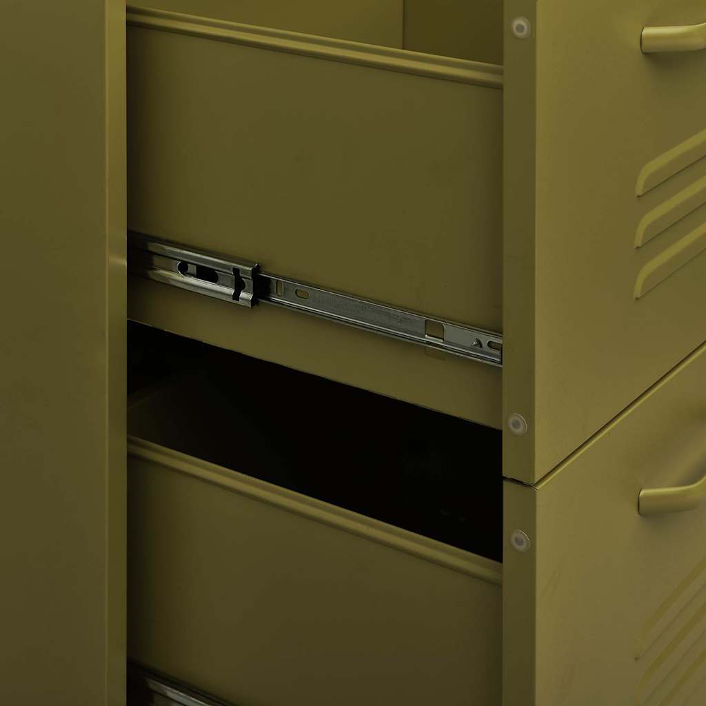336144 vidaXL Drawer Cabinet Olive Green 80x35x101,5 cm Steel