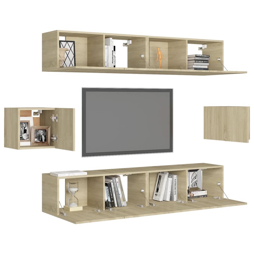 TV Cabinet Set | Set of 6 | Sonoma Oak | Engineered Wood | Medium