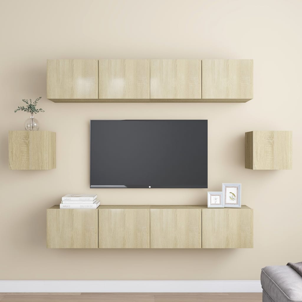 TV Cabinet Set | Set of 6 | Sonoma Oak | Engineered Wood | Medium