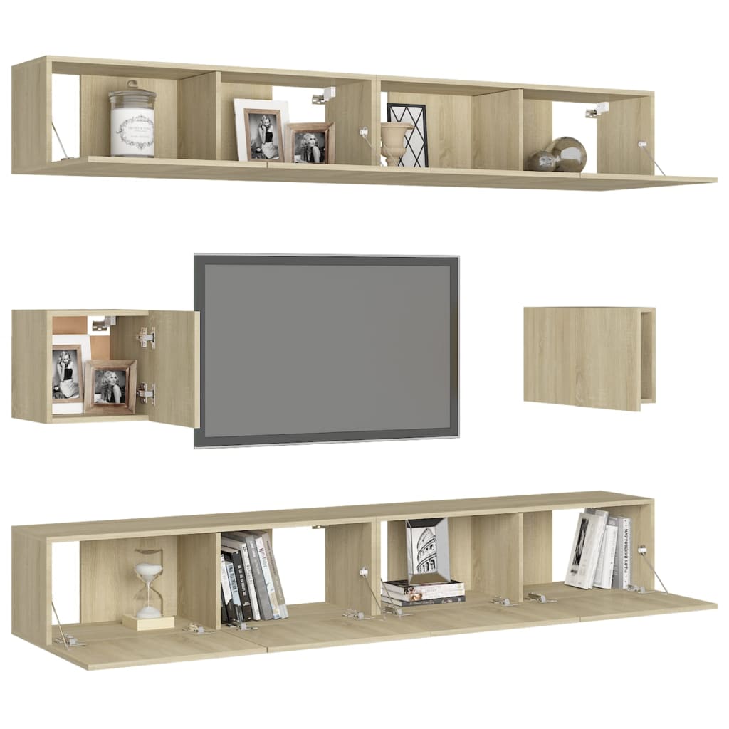 TV Cabinet Set | Set of 6 | Sonoma oak | Engineered wood | Small