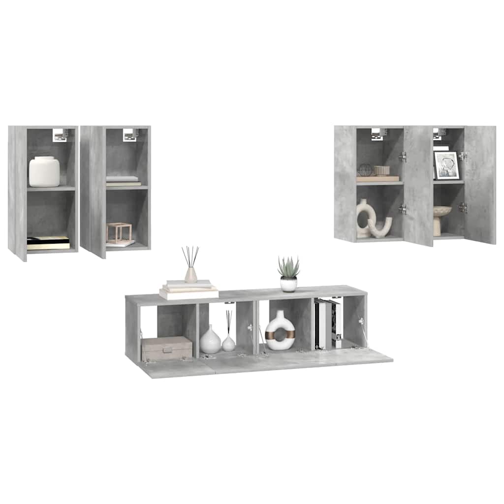 6 Piece TV Cabinet Set Concrete Grey Engineered Wood