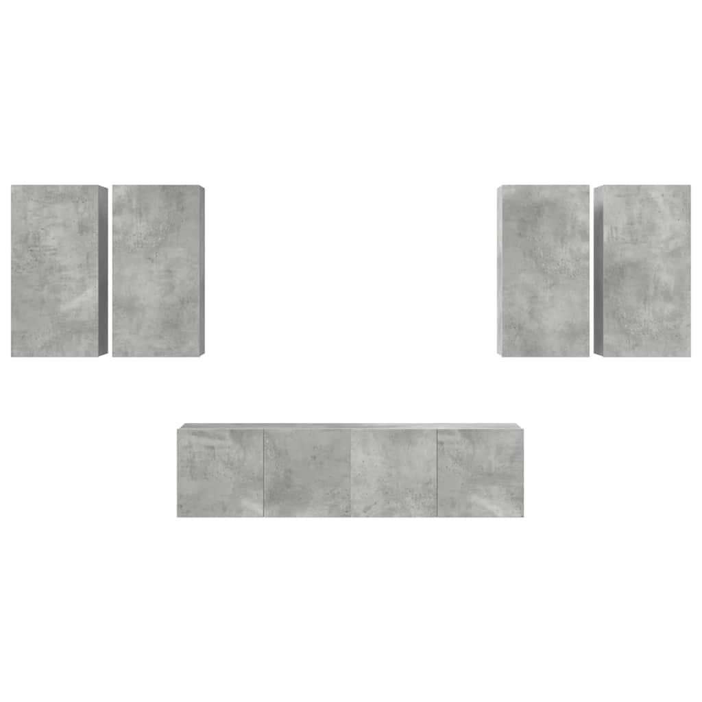 6 Piece TV Cabinet Set Concrete Grey Engineered Wood