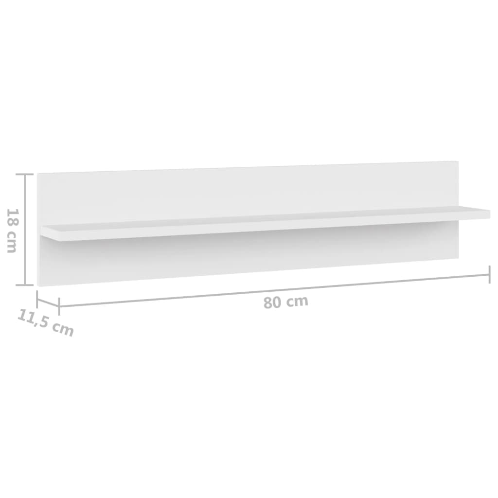 Wall Shelf 4 pcs White 80x11.5x18 cm Engineered Wood