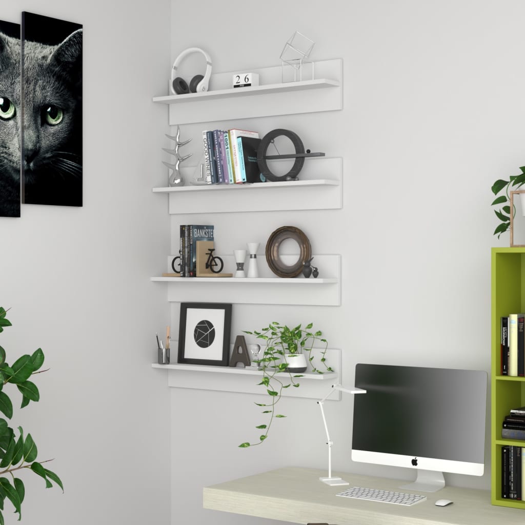 Wall Shelf 4 pcs White 80x11.5x18 cm Engineered Wood