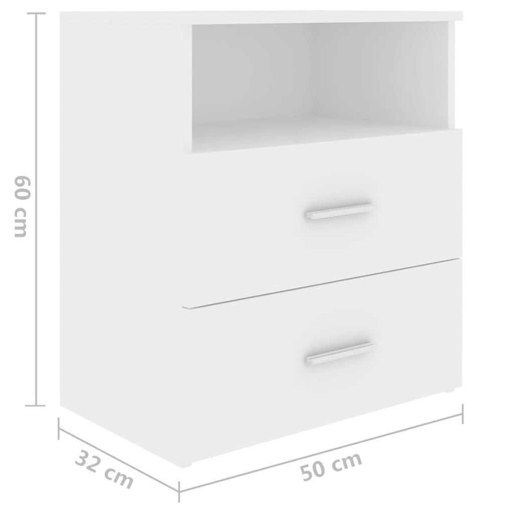 803272 vidaXL Bed Cabinet White 50x32x60 cm