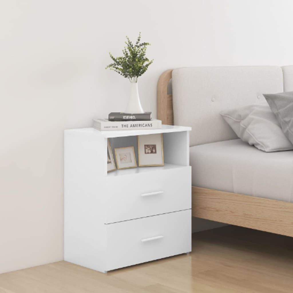 803273 vidaXL Bed Cabinets 2 pcs White 50x32x60 cm