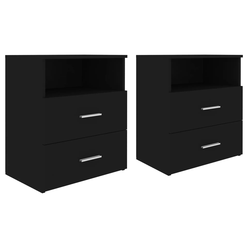 803275 vidaXL Bed Cabinets 2 pcs Black 50x32x60 cm