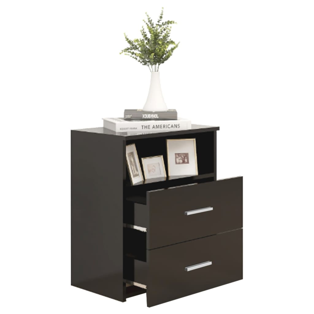 803275 vidaXL Bed Cabinets 2 pcs Black 50x32x60 cm