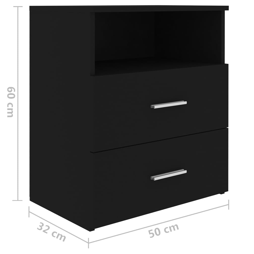 803275 vidaXL Bed Cabinets 2 pcs Black 50x32x60 cm