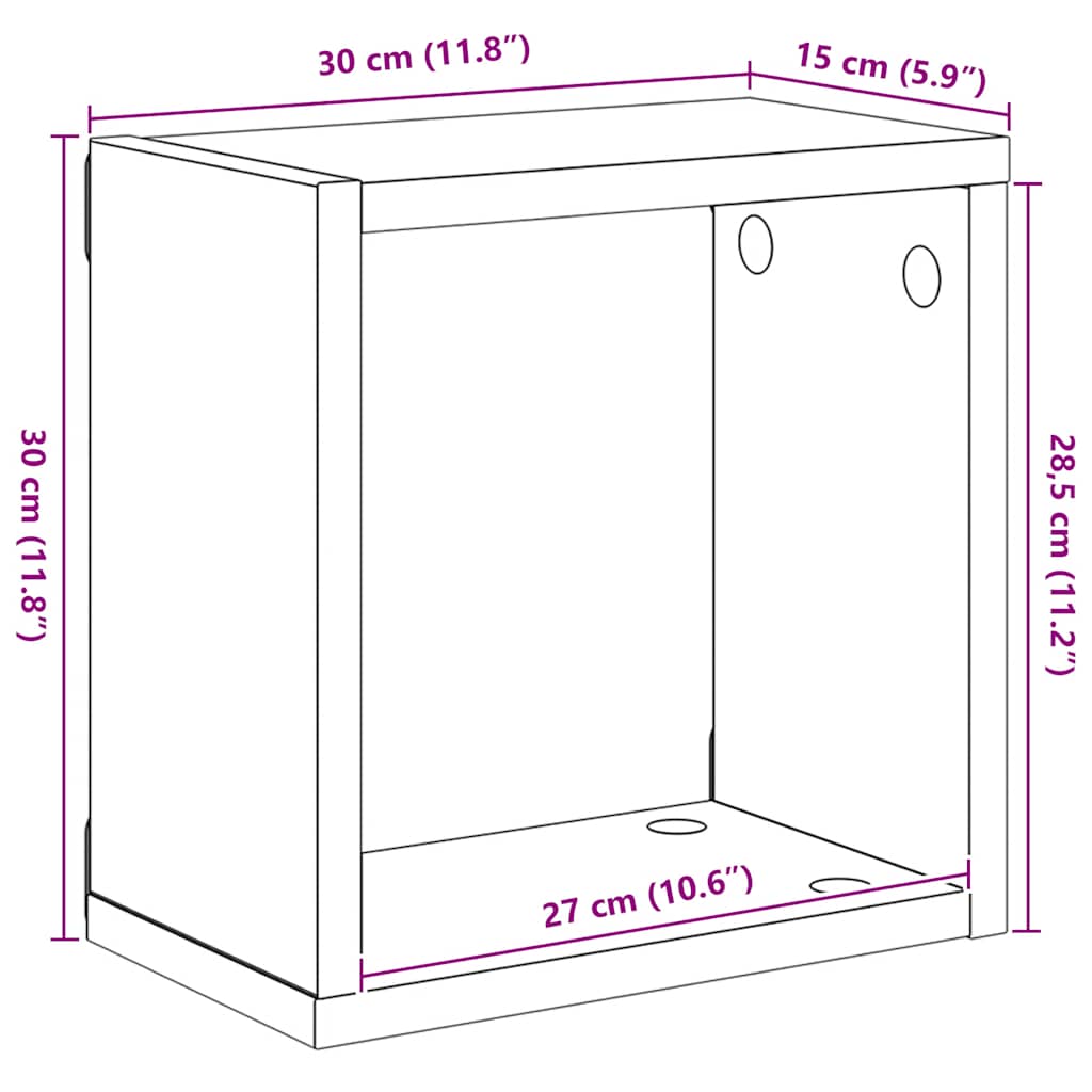 Wall Cube Shelves 4 pcs Sonoma Oak 30x15x30 cm