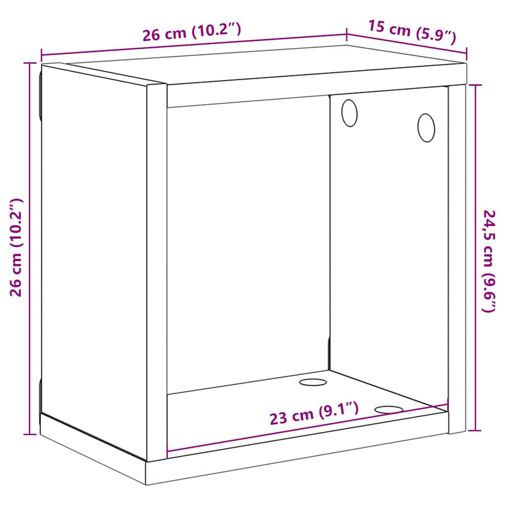 Wall Cube Shelves 4 pcs Sonoma Oak 26x15x26 cm