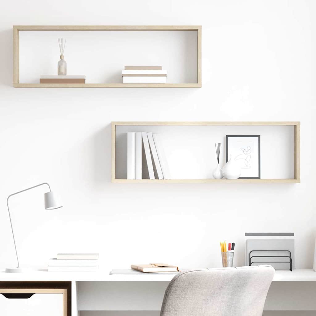 Wall Cube Shelf 2 pcs Sonoma Oak 80x15x26.5 cm Engineered Wood
