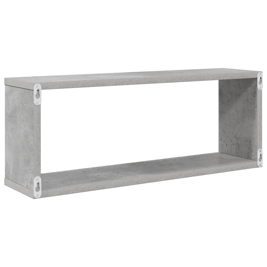 Wall Cube Shelf 2 pcs Concrete Grey 60x15x23 cm Engineered Wood