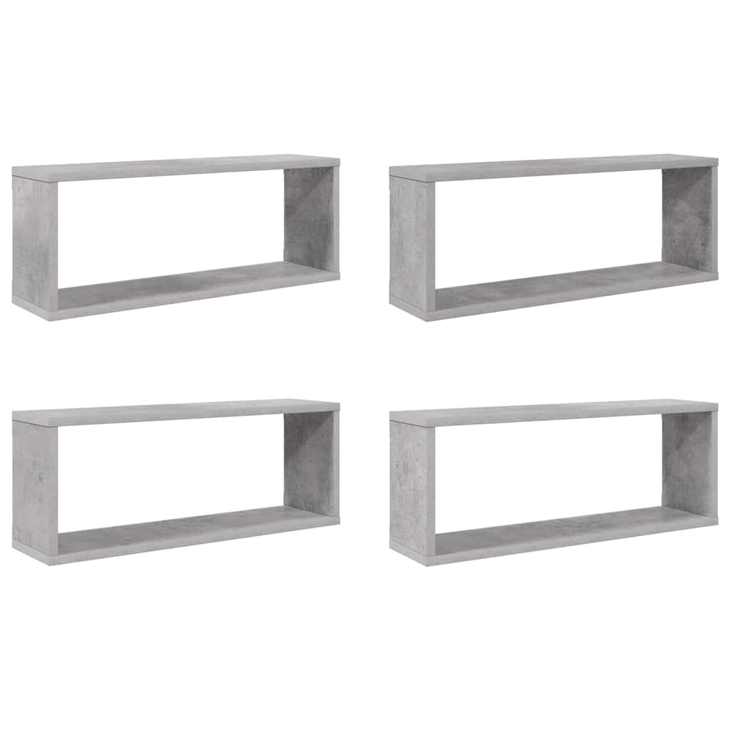 Wall Cube Shelf 4 pcs Concrete Grey 60x15x23 cm Engineered Wood