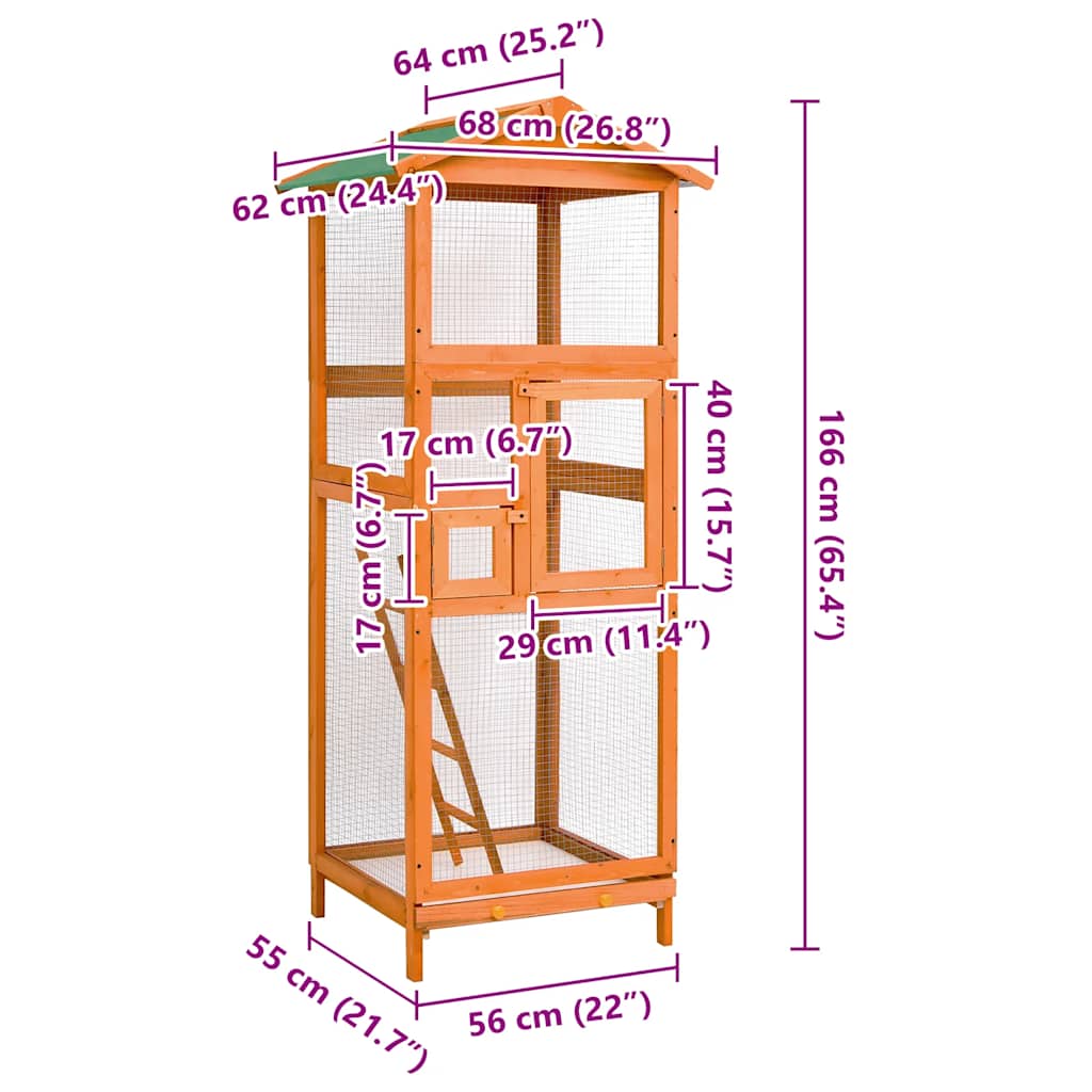 Bird Cage 68x62x166 cm Solid Firwood