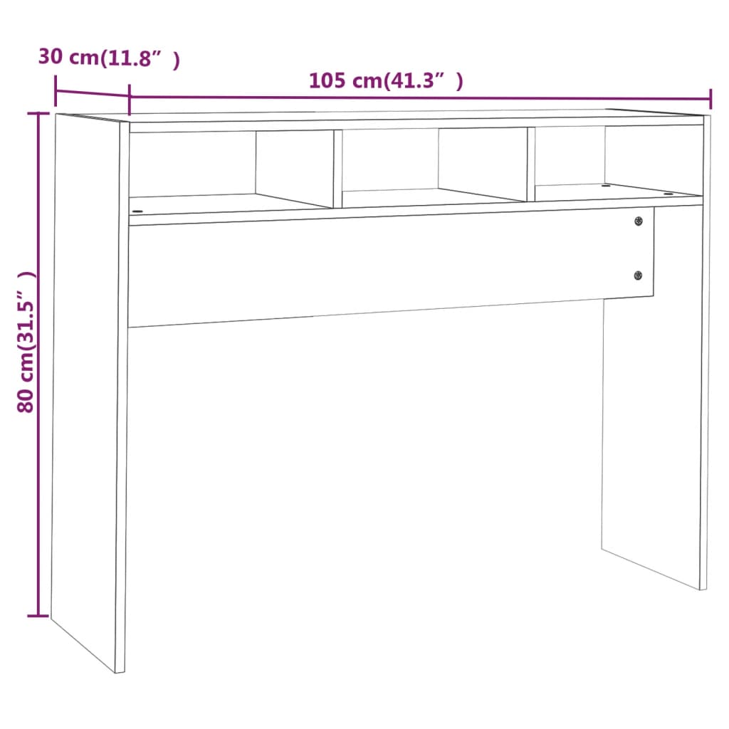808305 vidaXL Console Table White 105x30x80 cm Engineered Wood