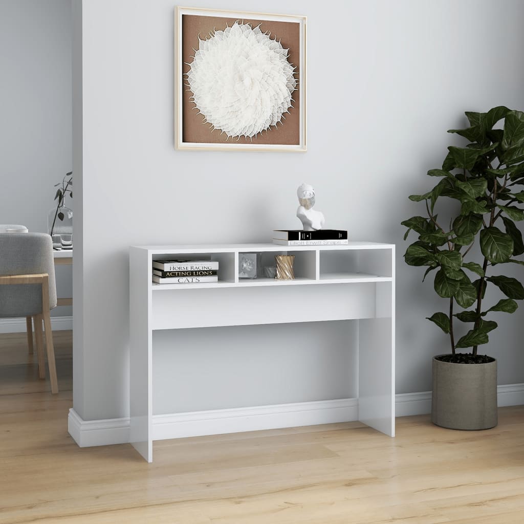 808311 vidaXL Console Table High Gloss White 105x30x80 cm Engineered Wood