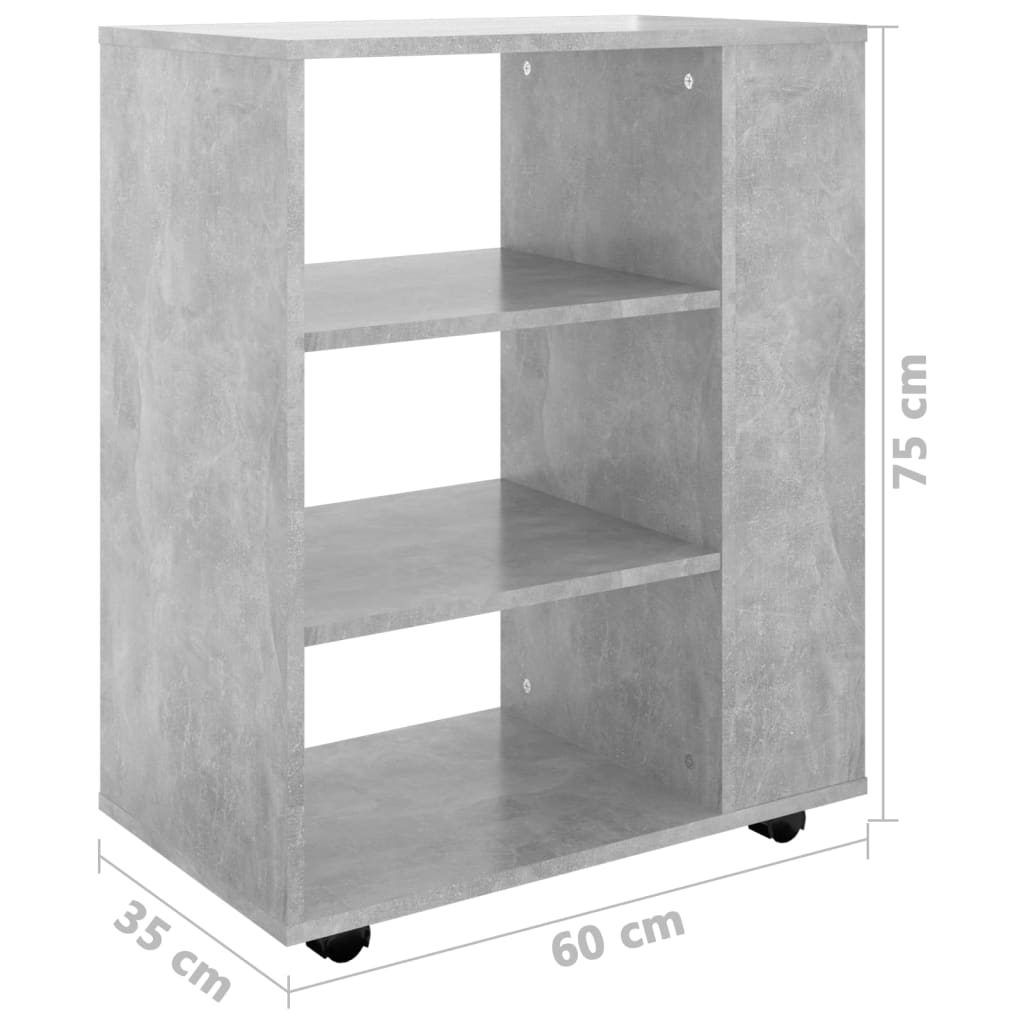 Storage Cabinet | Concrete grey | Engineered wood | Rollable