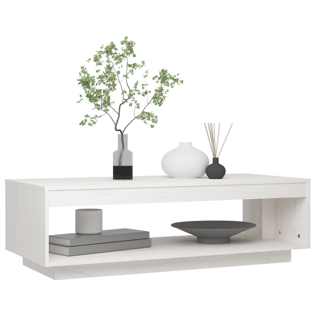 Coffee Table White 110x50x33.5 cm Solid Pinewood
