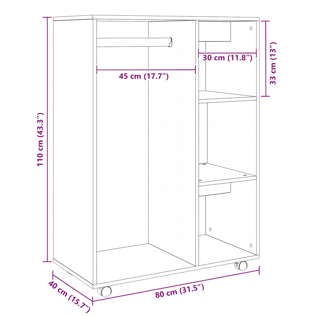 Wardrobe Sonoma Oak 80x40x110 cm Engineered Wood