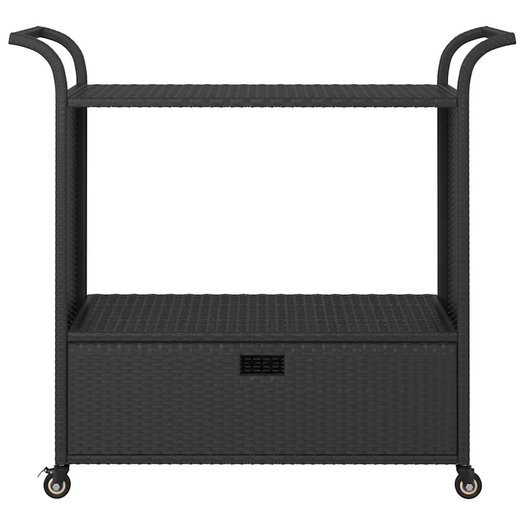 Bar Cart with Drawer Black 100x45x97 cm Poly Rattan