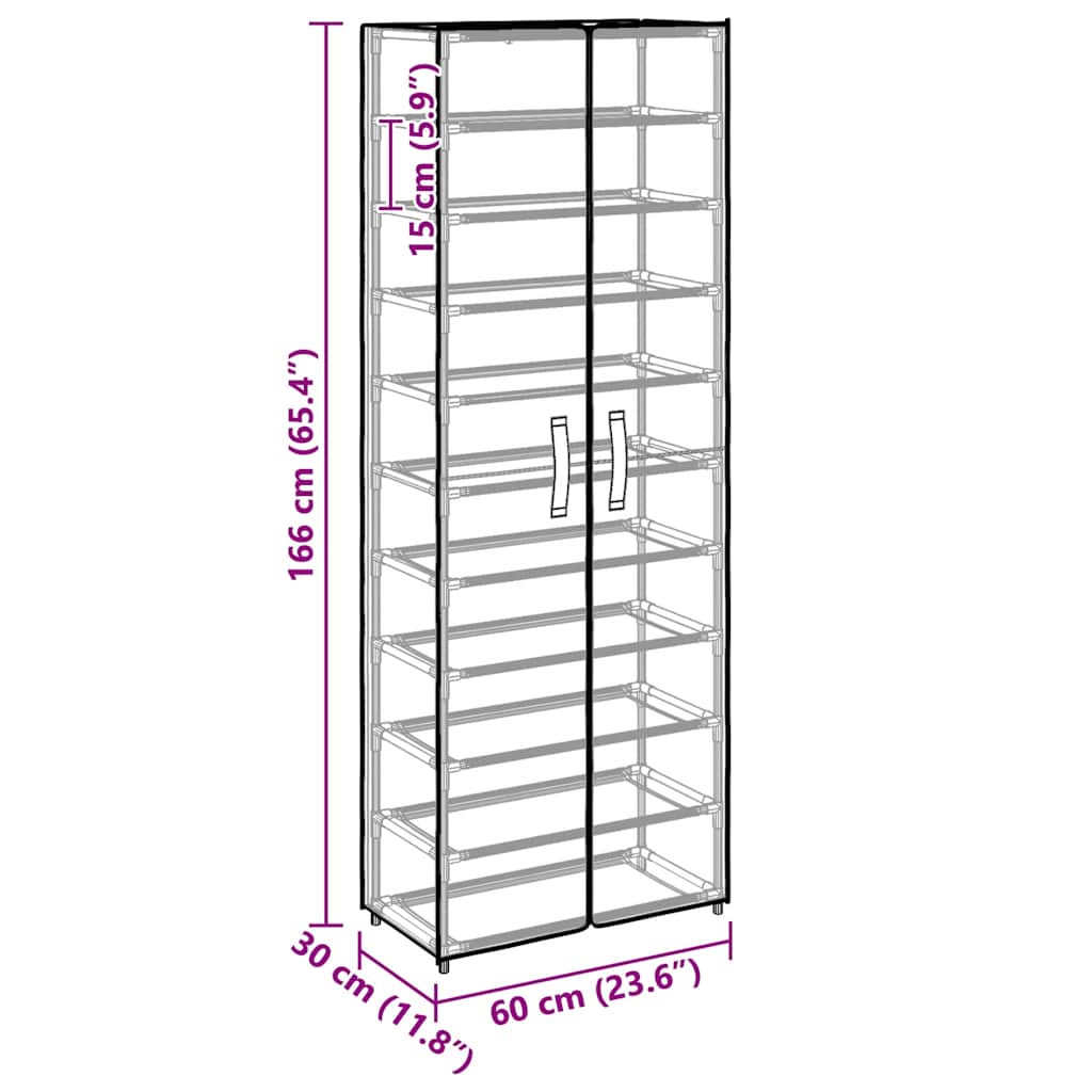 Shoe Cabinet Cream 60x30x166 cm Fabric
