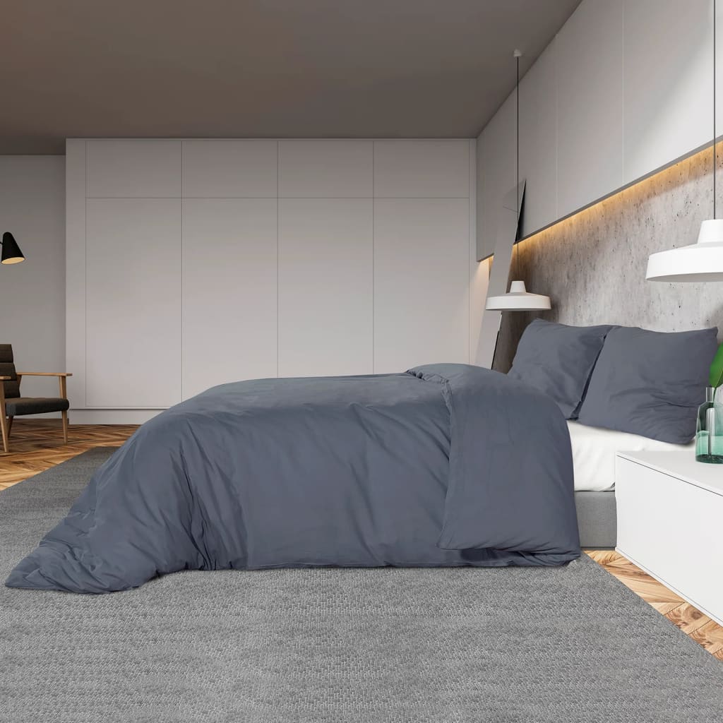 Duvet Cover Set Anthracite 135x200 cm Light-weight Microfiber