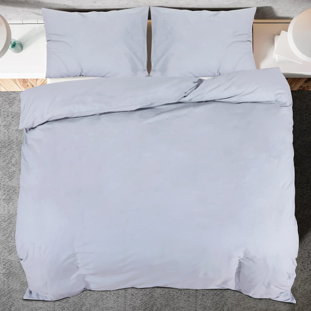 Duvet Cover Set Grey 260x240 cm Light-weight Microfiber