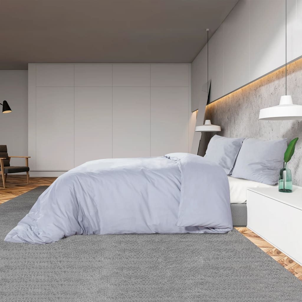 Duvet Cover Set Grey 135x200 cm Light-weight Microfiber
