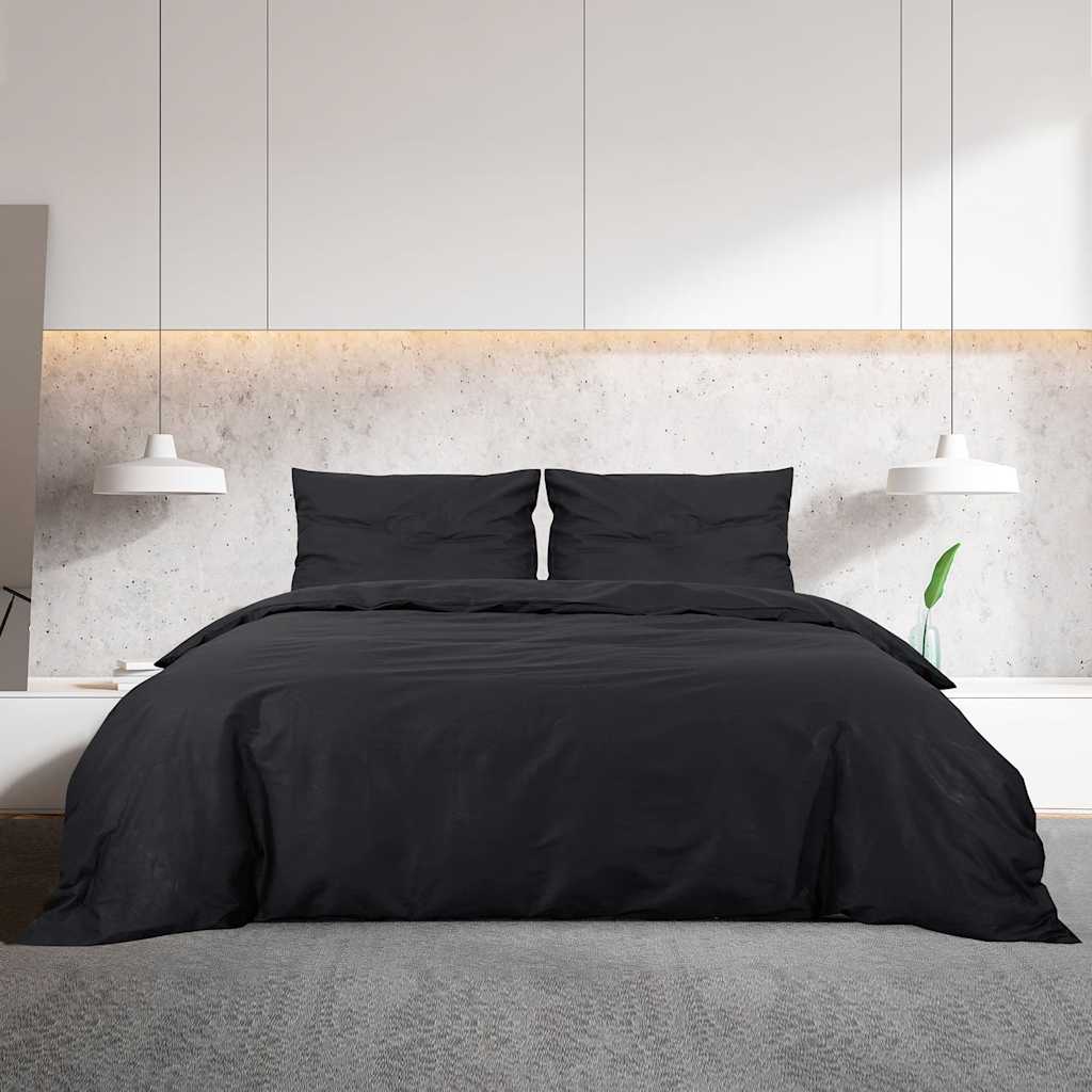 Duvet Cover Set Black 200x220 cm Light-weight Microfiber