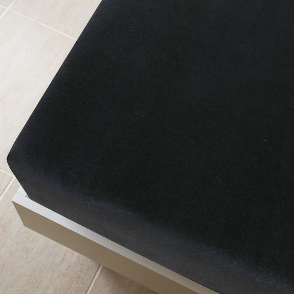 Jersey Fitted Sheet Black 180x200 cm Cotton