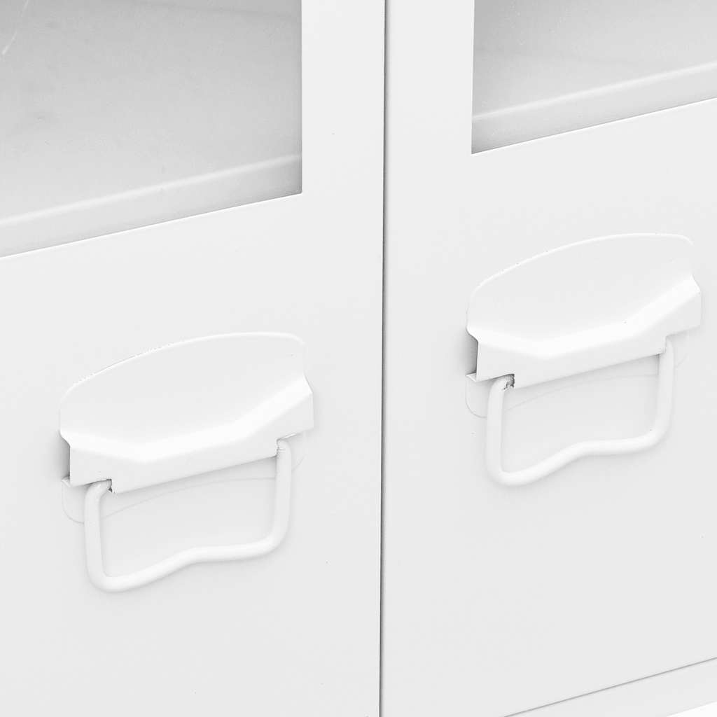 Industrial Sideboard White 105x35x62 cm Metal and Glass