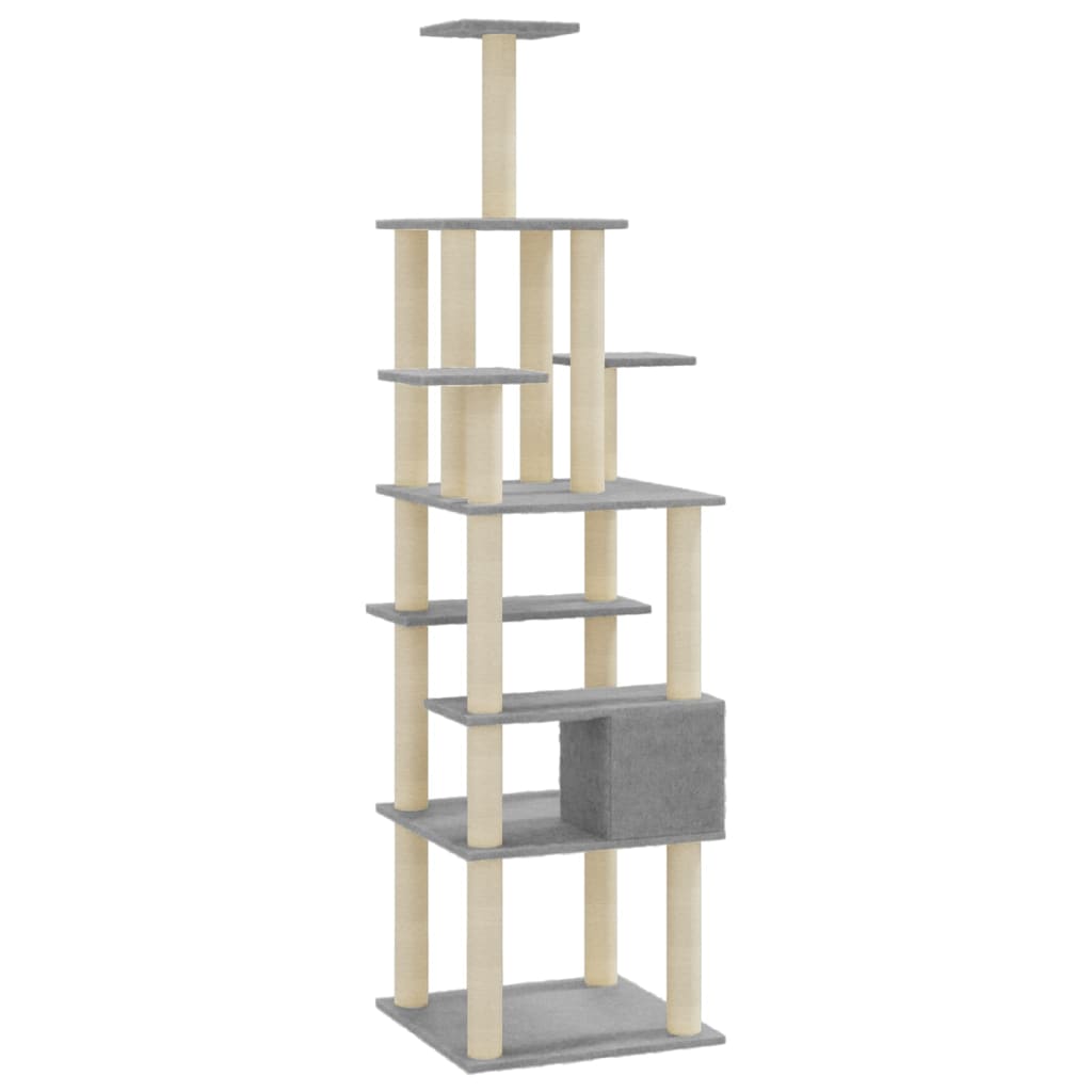 Cat Tree with Sisal Scratching Posts Light Grey 183 cm