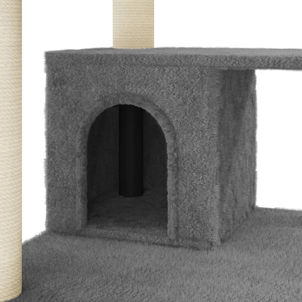 Cat Tree with Sisal Scratching Posts Dark Grey 183 cm