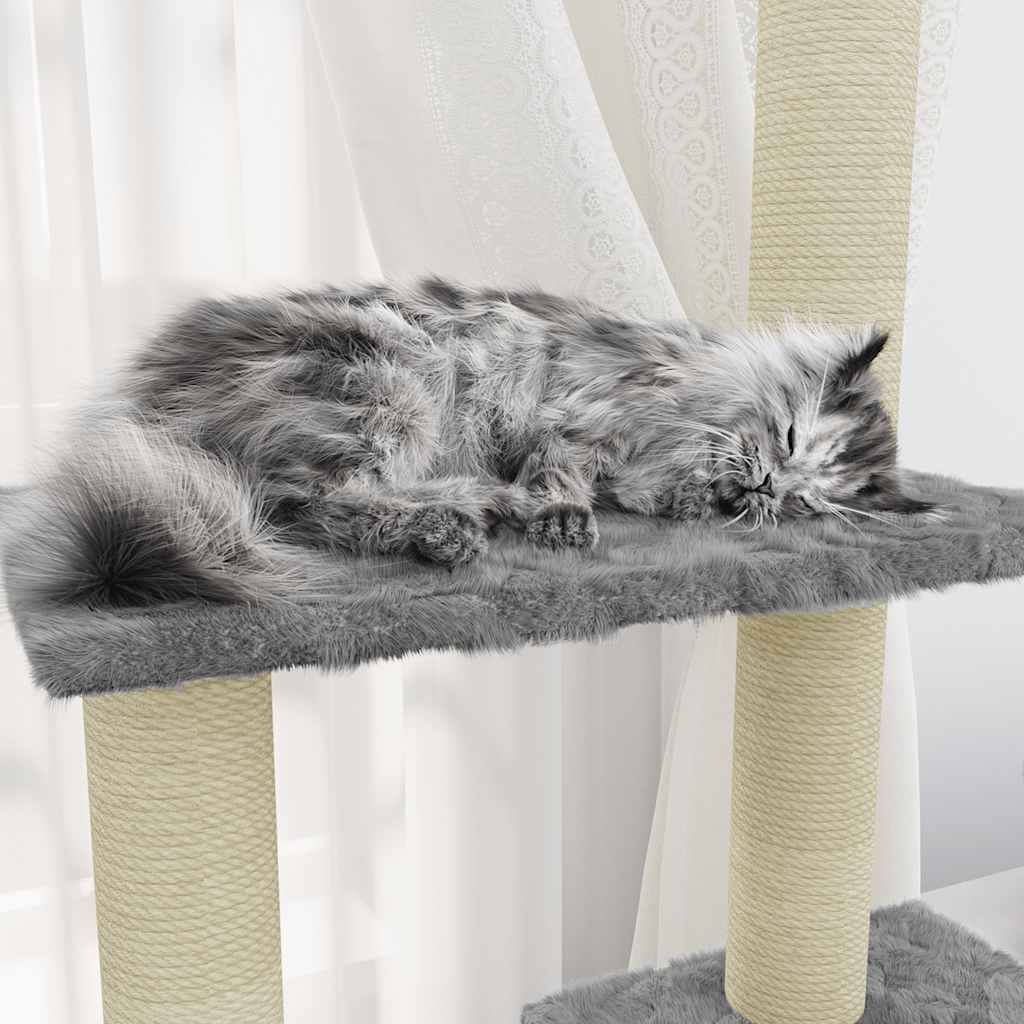 Cat Tree with Sisal Scratching Posts Light Grey 155 cm