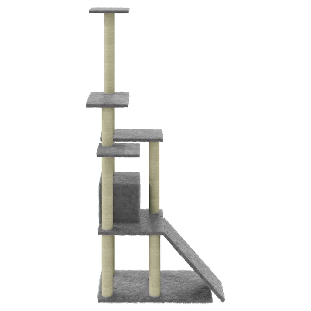 Cat Tree with Sisal Scratching Posts Light Grey 155 cm