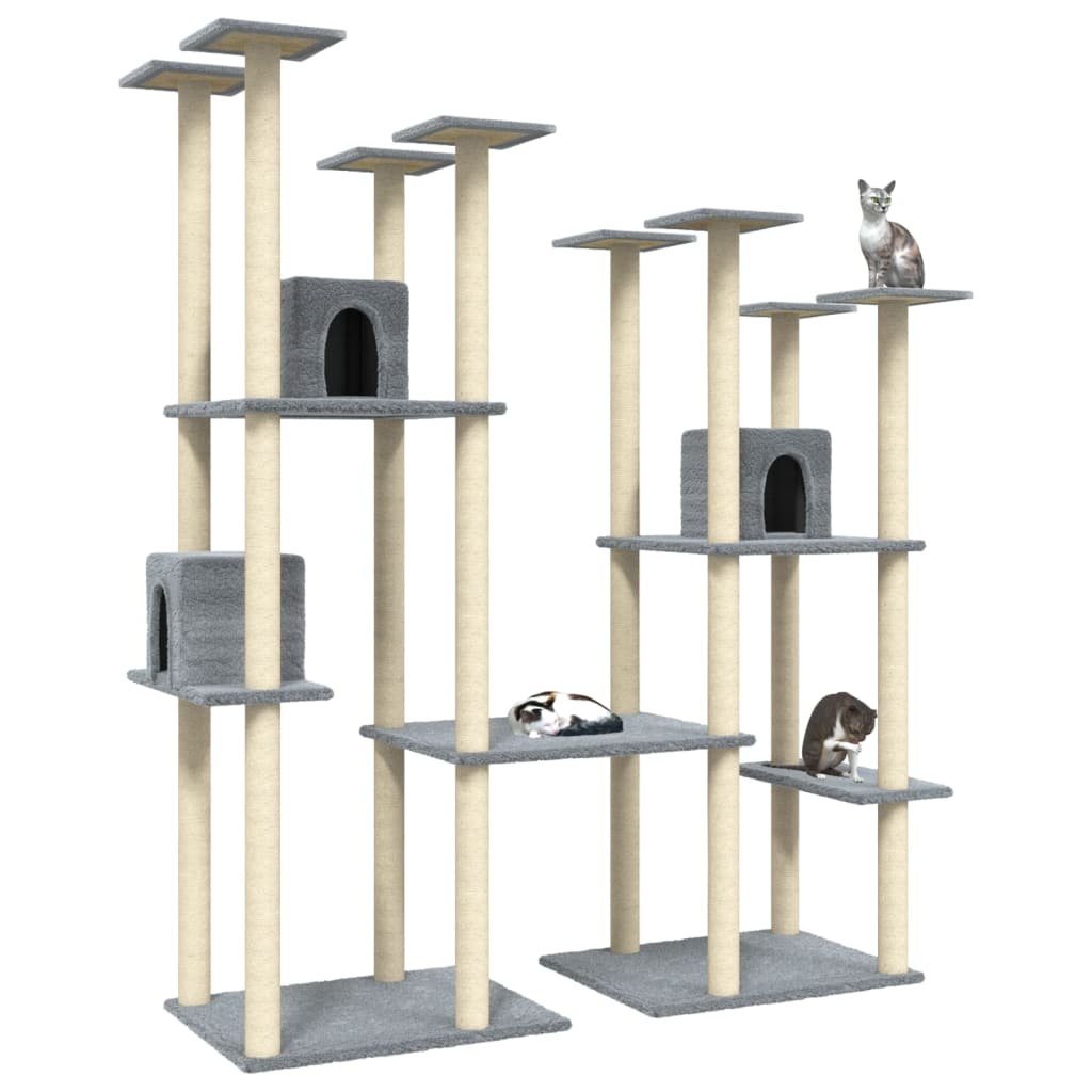 Cat Tree with Sisal Scratching Posts Light Grey 174 cm